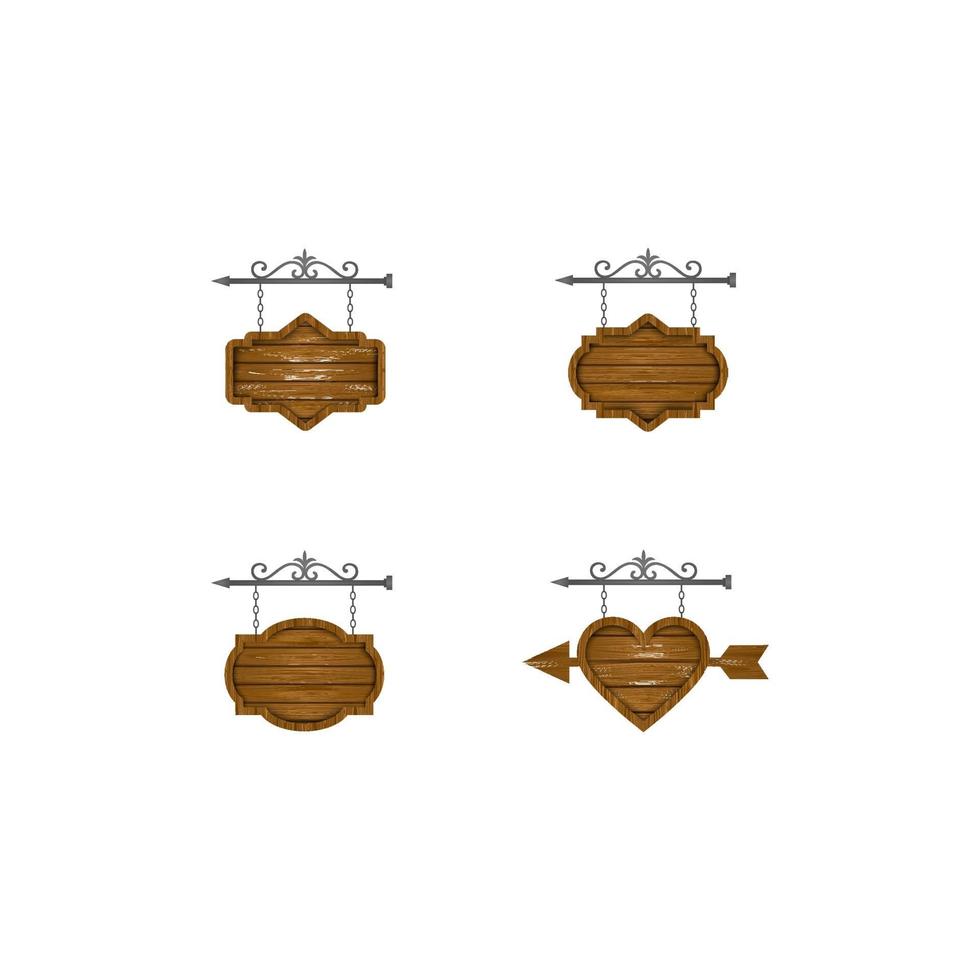 set of wooden sign board. wooden banners collection vector