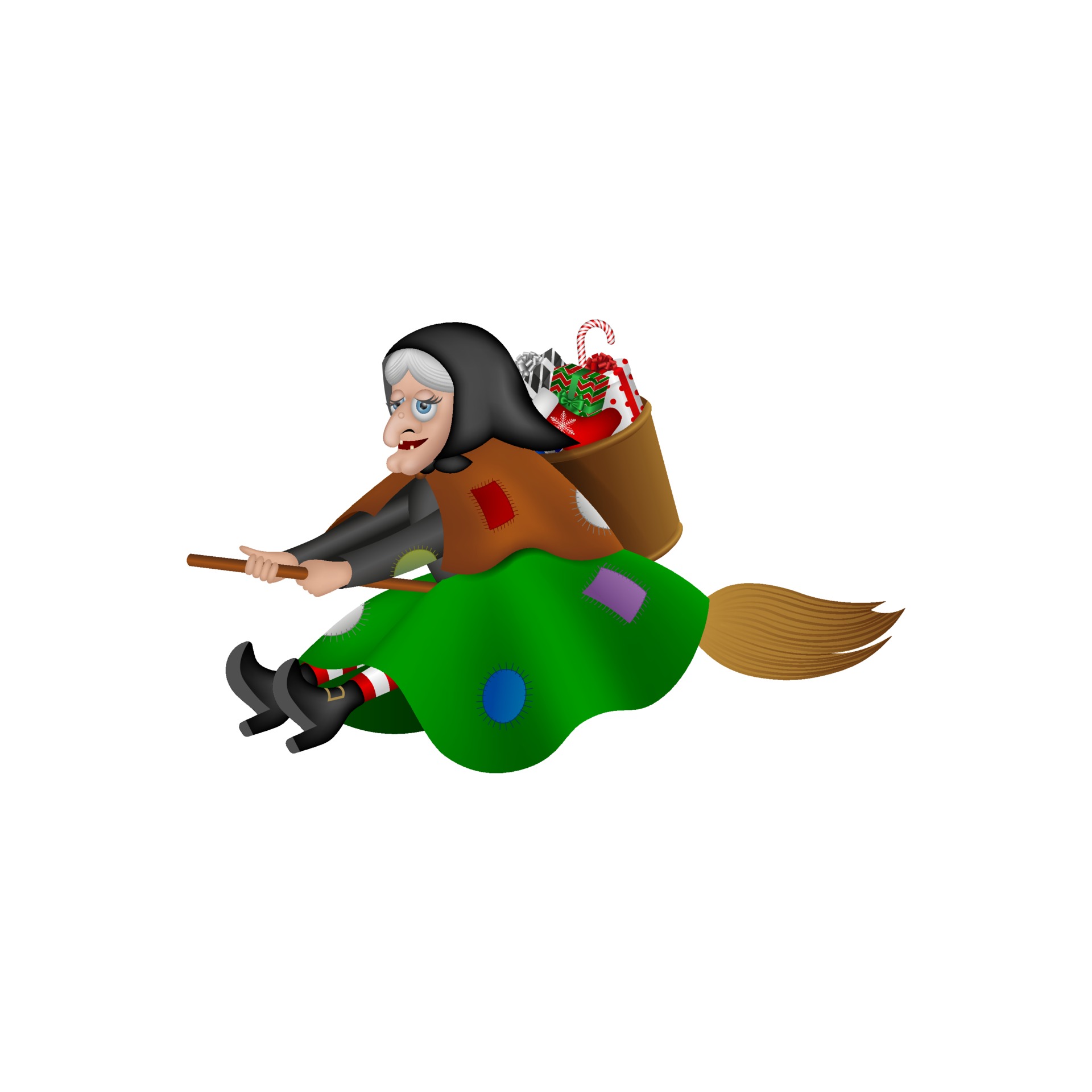 Epiphany's Italian Character: Befana. Old Woman On The Broom