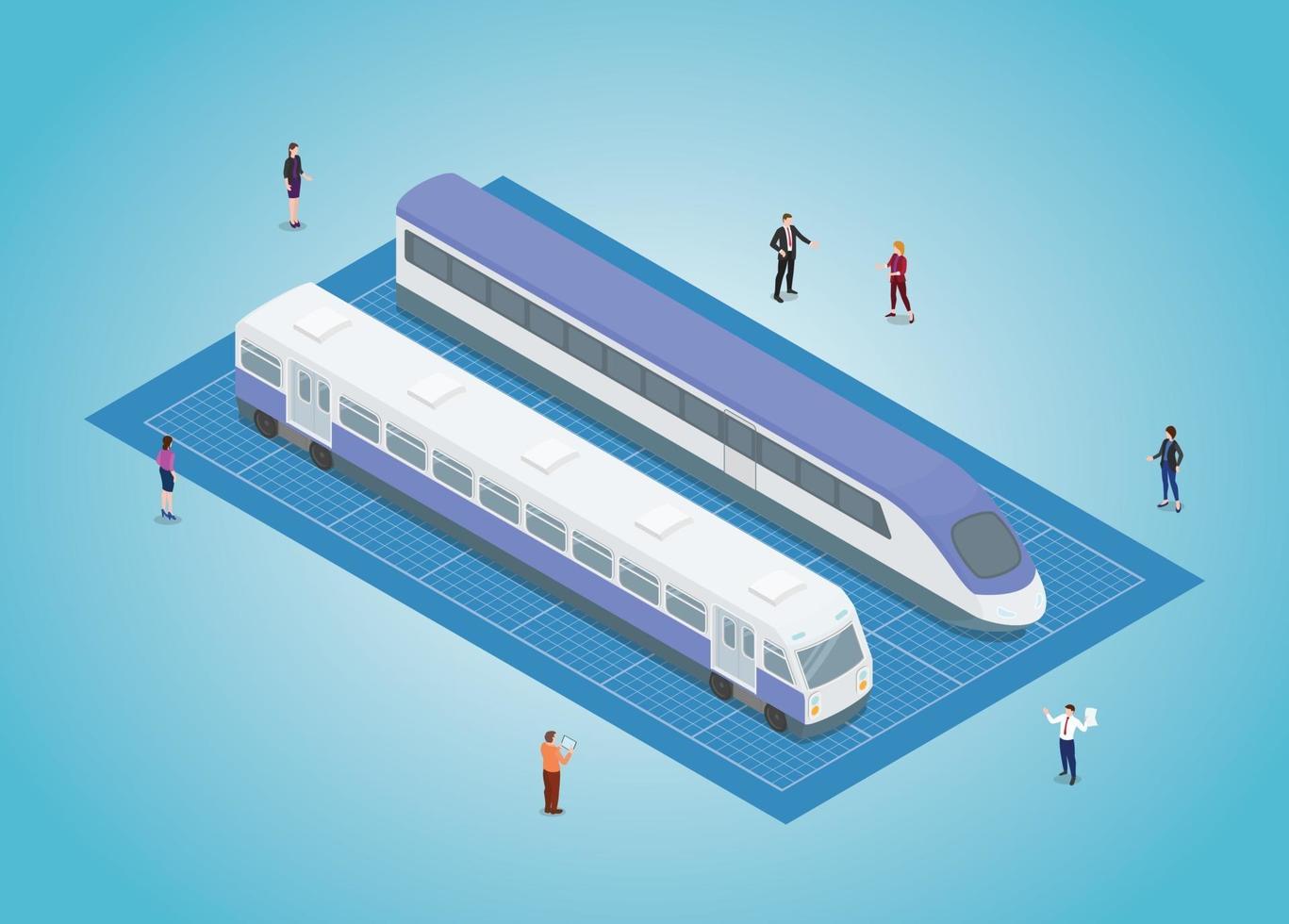 train transportation development blueprint vector