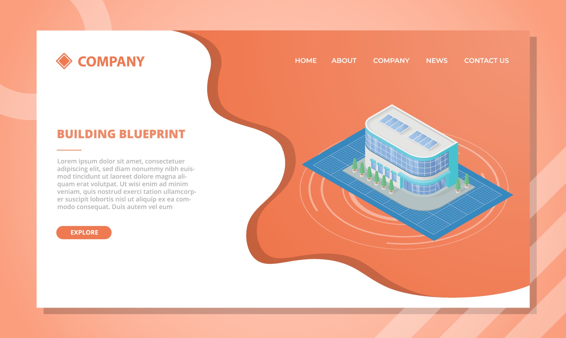 building blueprint concept for website template or landing homepage