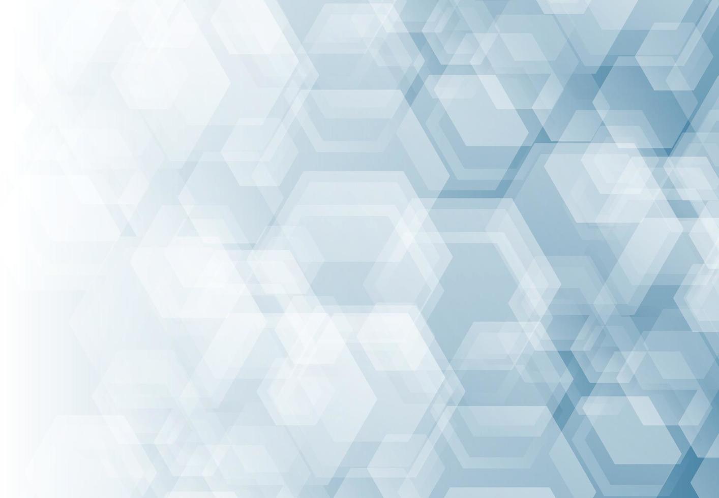 Abstract gradient white and blue design hexagonal background. vector