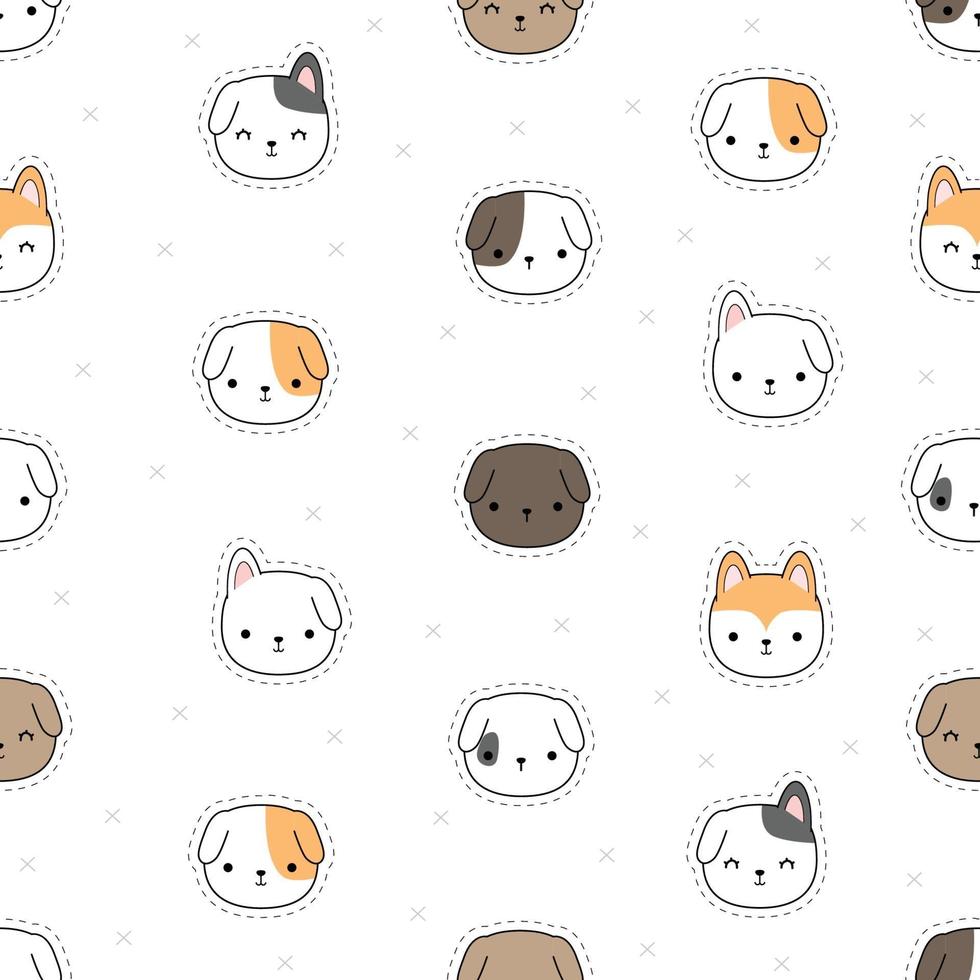 Cute dog puppy cartoon doodle seamless pattern background wallpaper vector