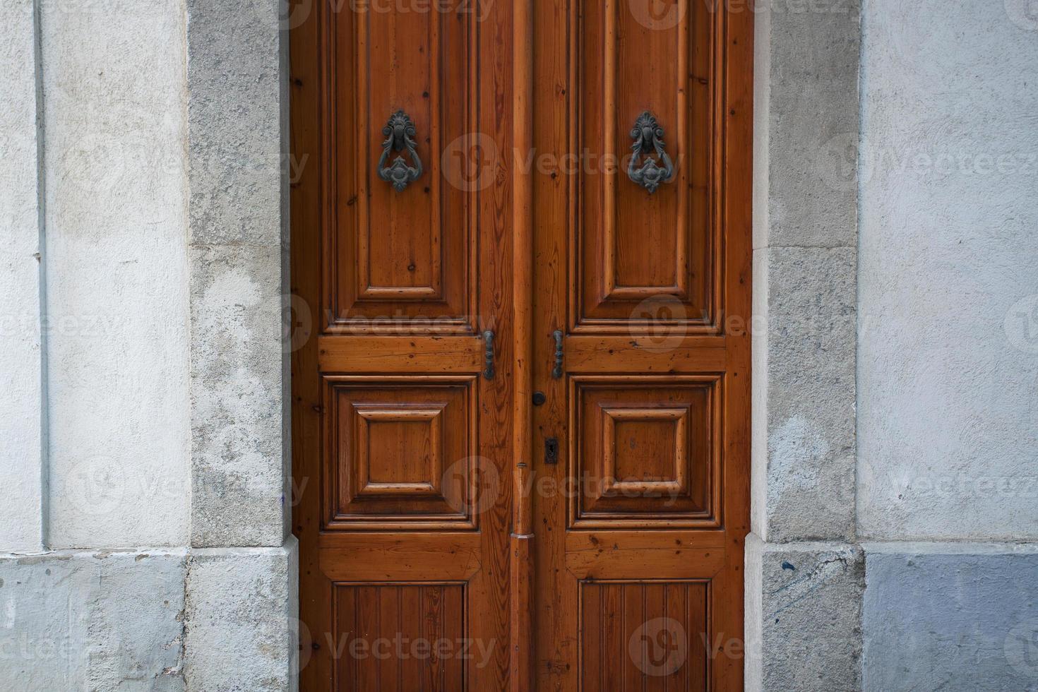 Wooden doors with handles photo