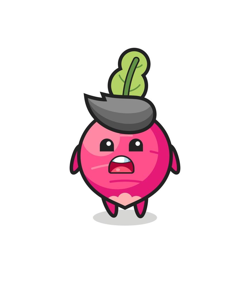 radish illustration with apologizing expression, saying I am sorry vector