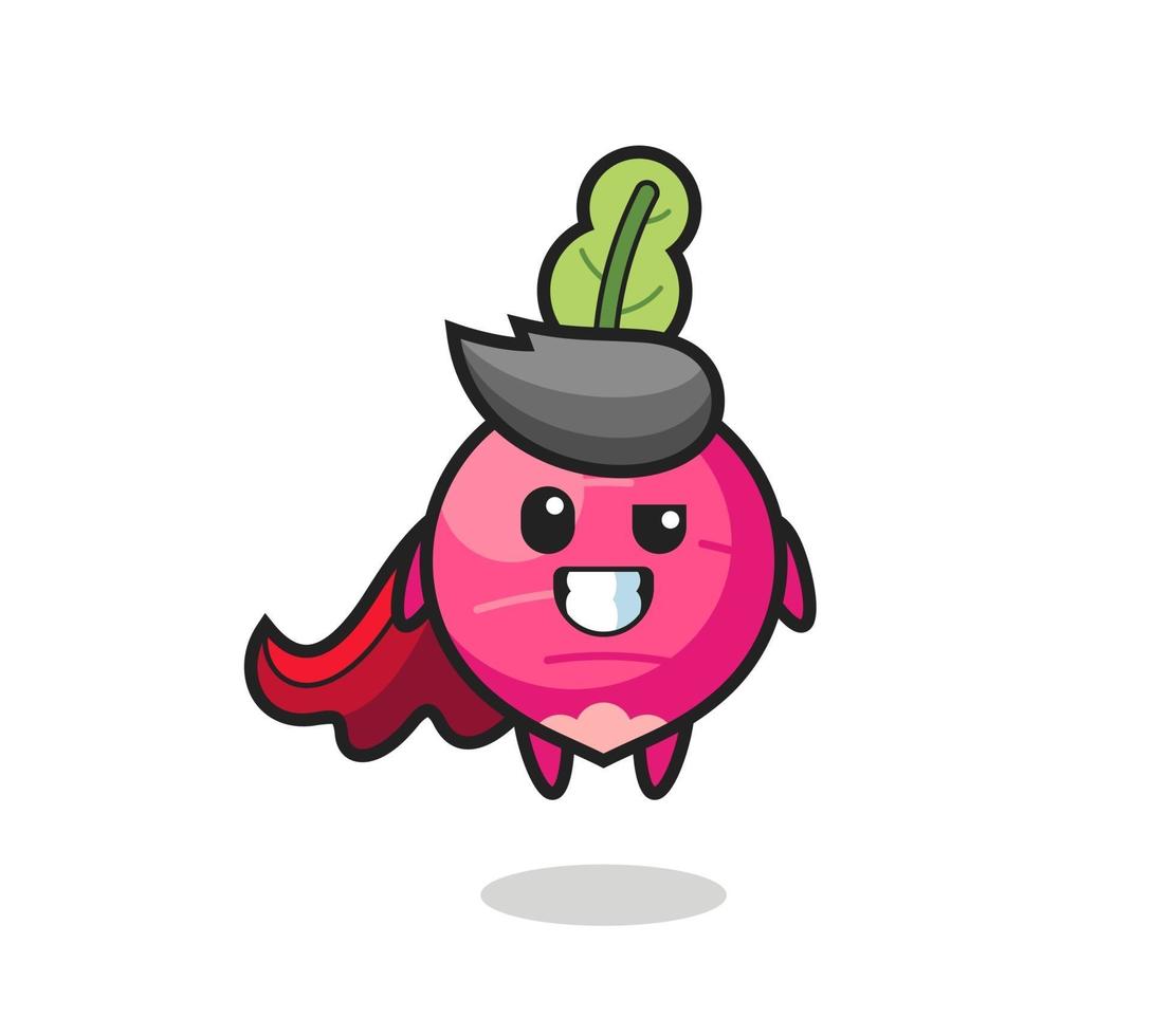 the cute radish character as a flying superhero vector