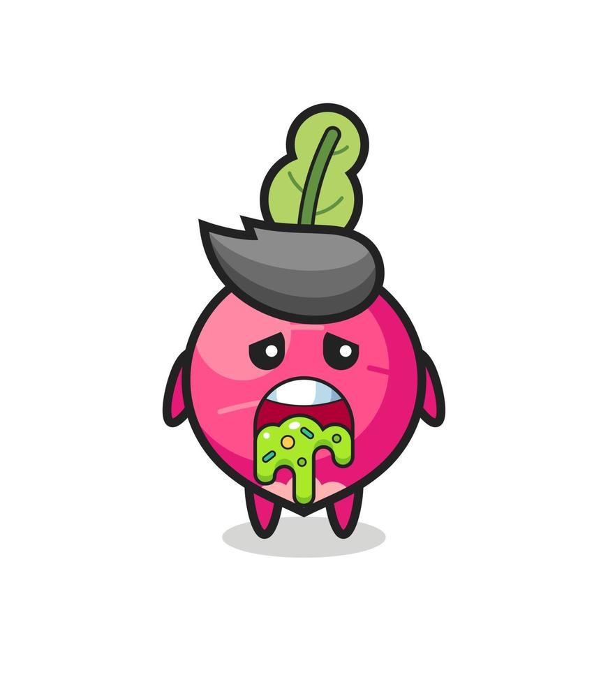 the cute radish character with puke vector