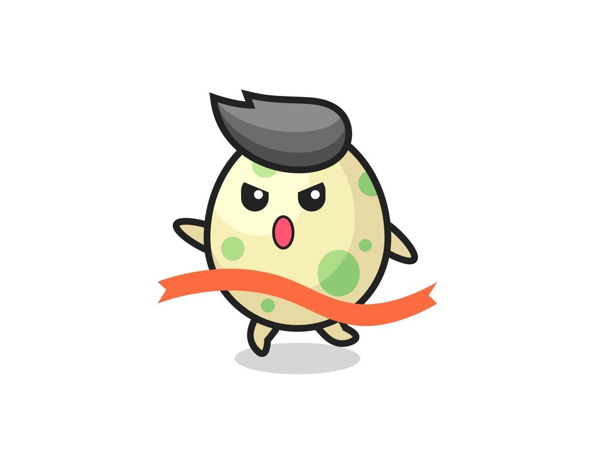 cute spotted egg illustration is reaching the finish vector