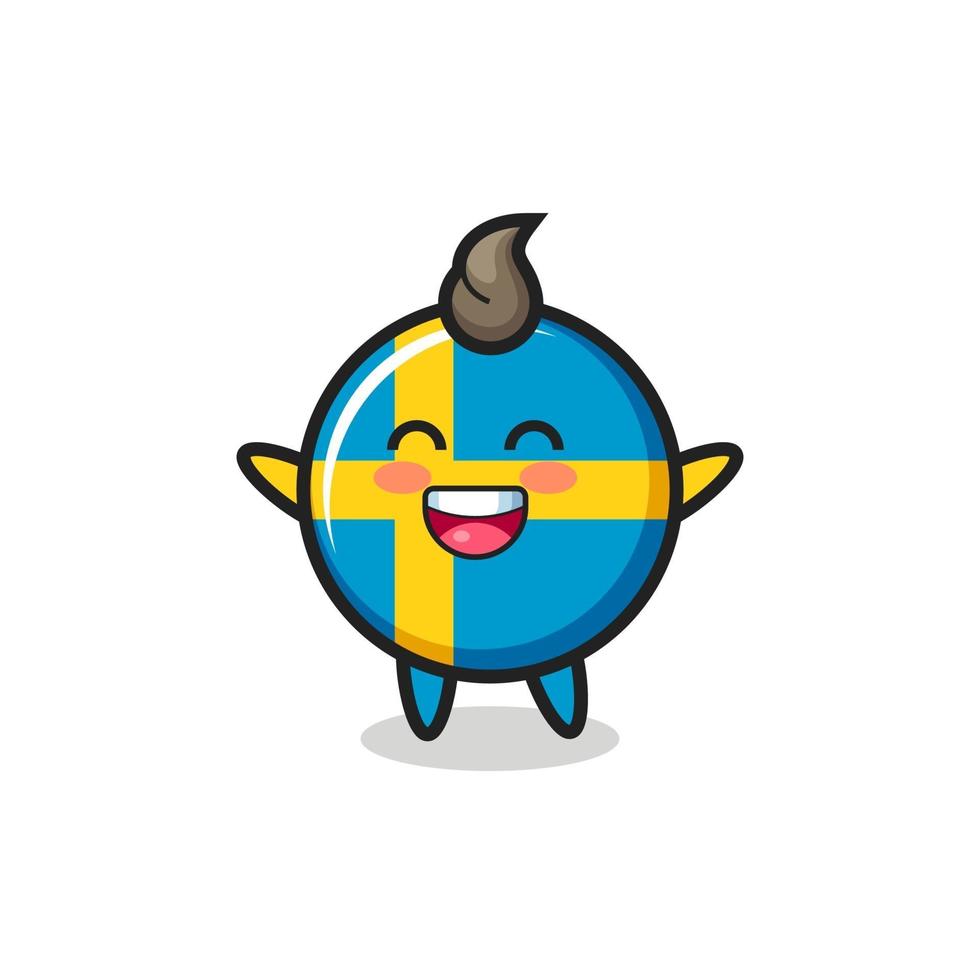 happy baby sweden flag badge cartoon character vector