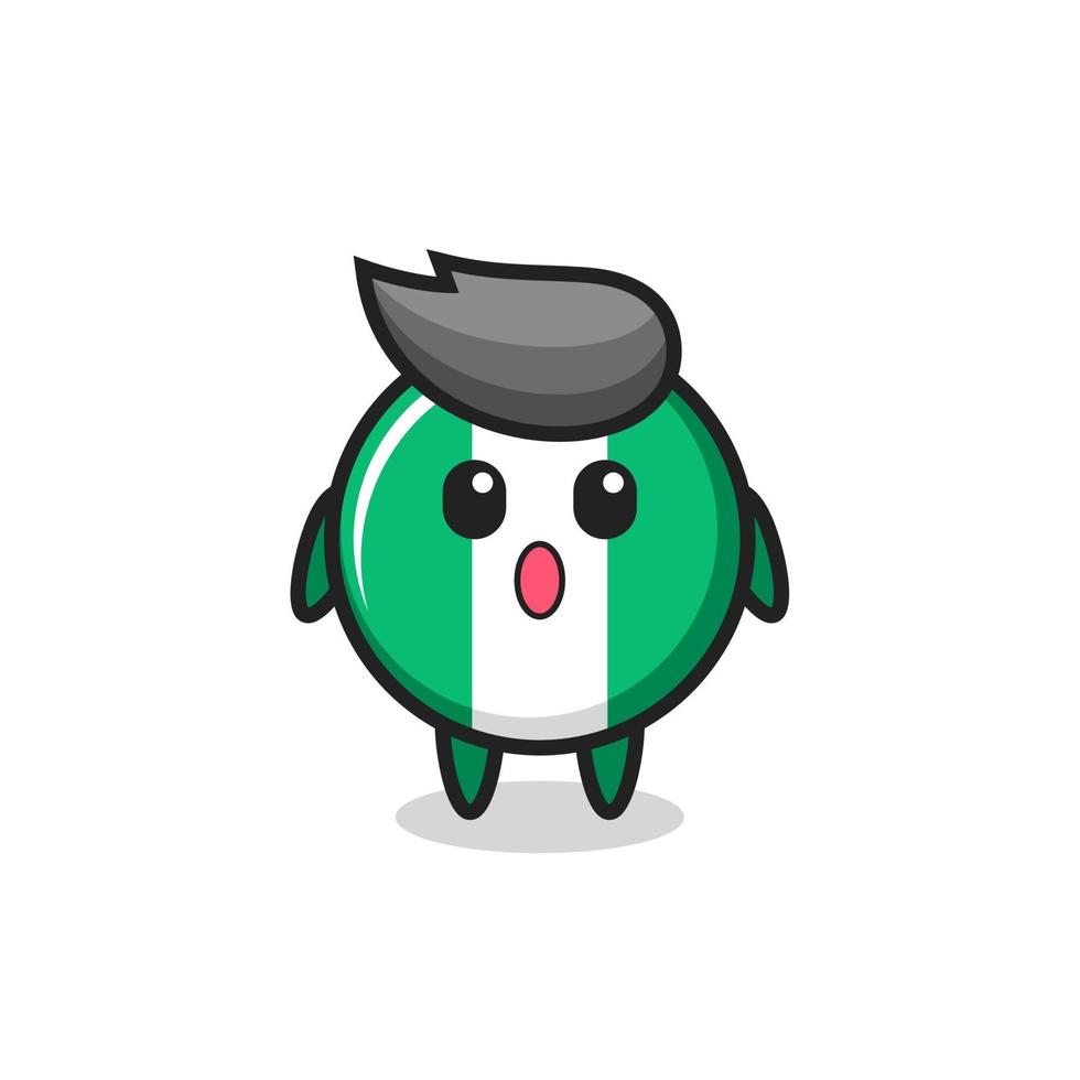 the amazed expression of the nigeria flag badge cartoon vector