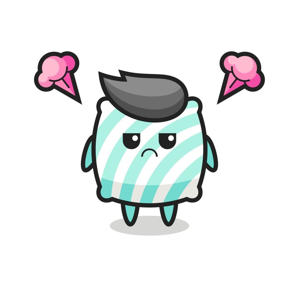 annoyed expression of the cute pillow cartoon character vector