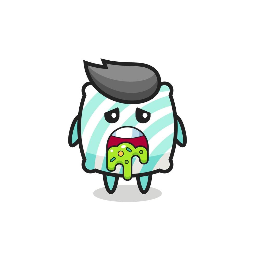 the cute pillow character with puke vector