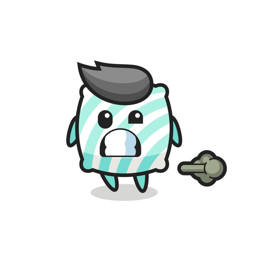 the illustration of the pillow cartoon doing fart vector