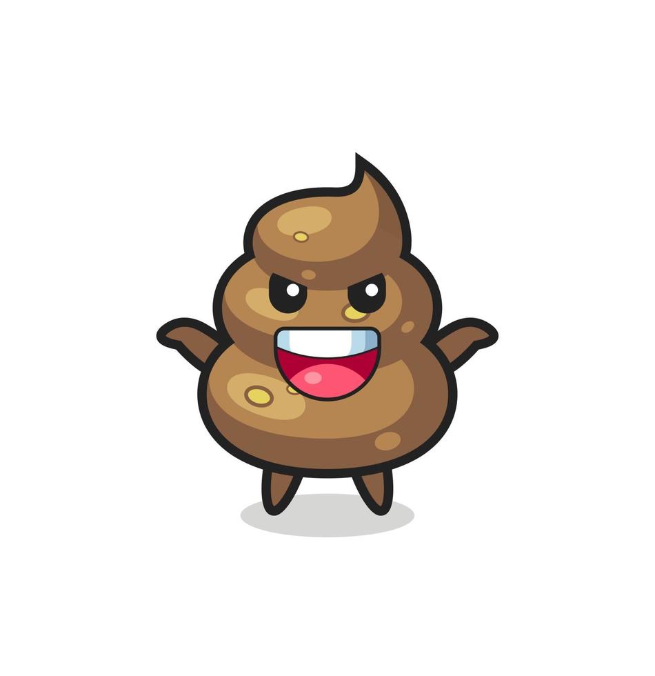 the illustration of cute poop doing scare gesture vector