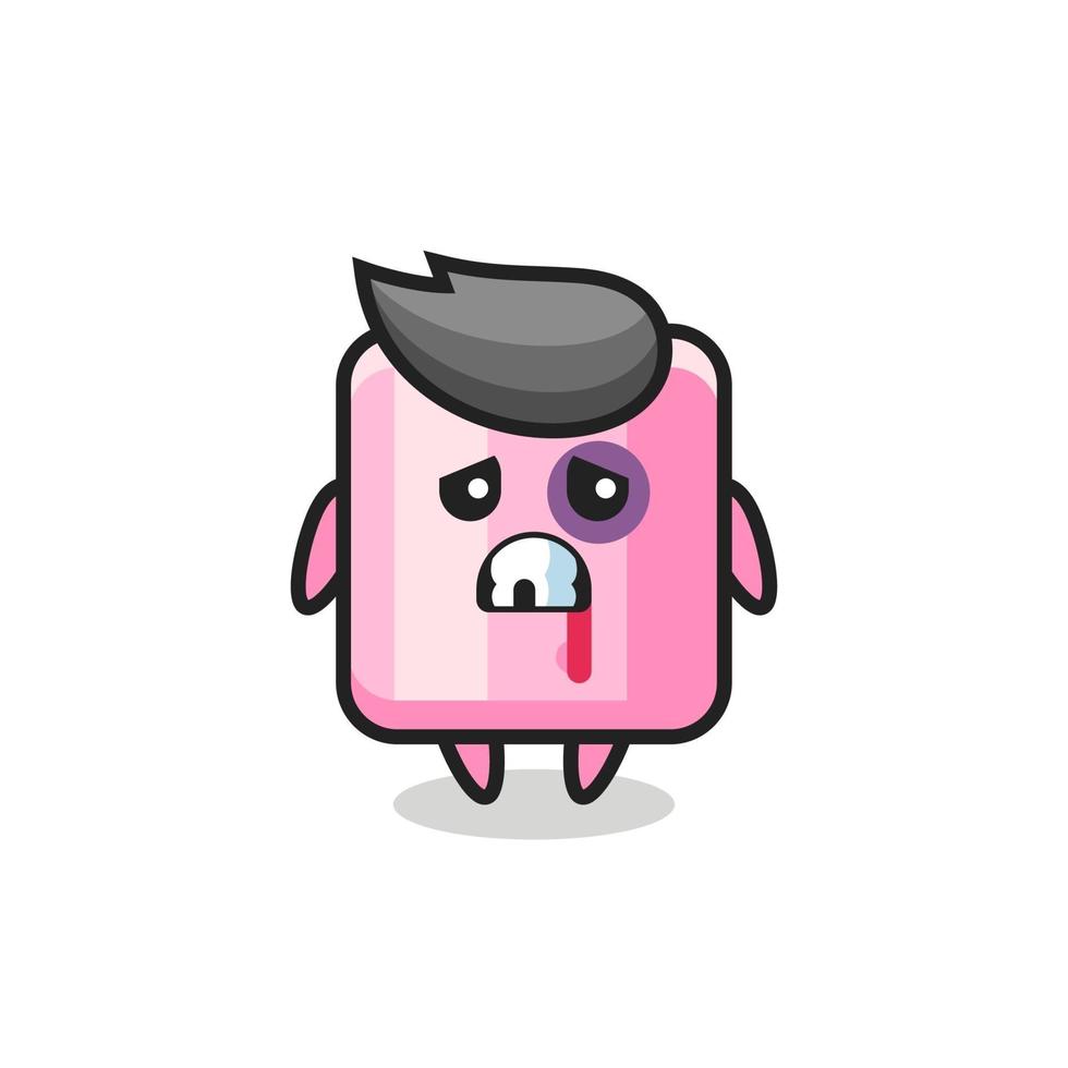 injured marshmallow character with a bruised face vector