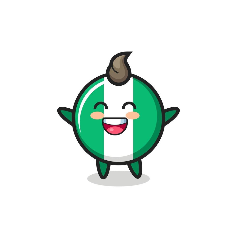 happy baby nigeria flag badge cartoon character vector