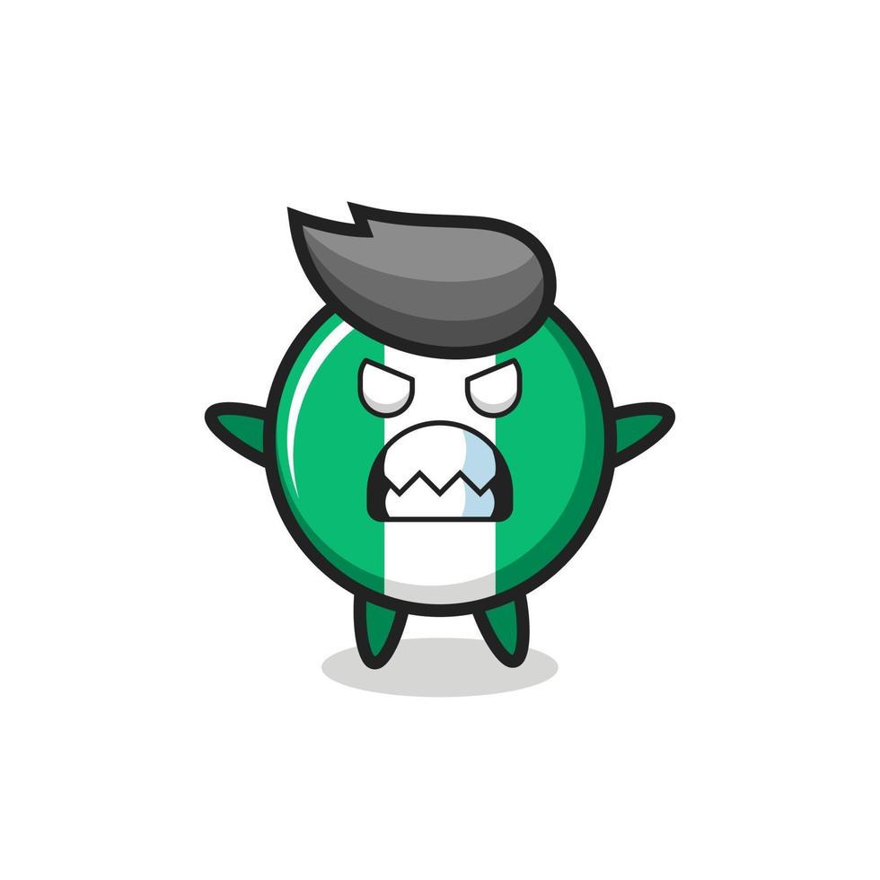 wrathful expression of the nigeria flag badge mascot character vector