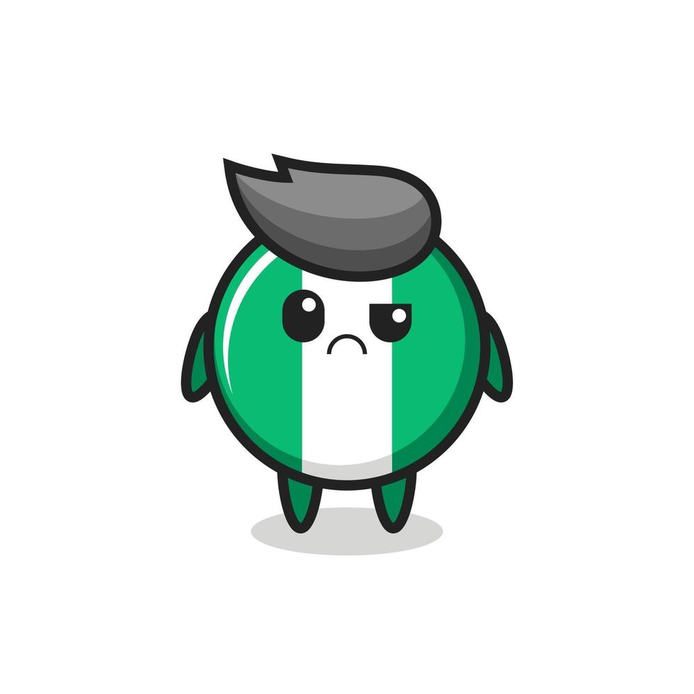 the mascot of the nigeria flag badge with sceptical face vector