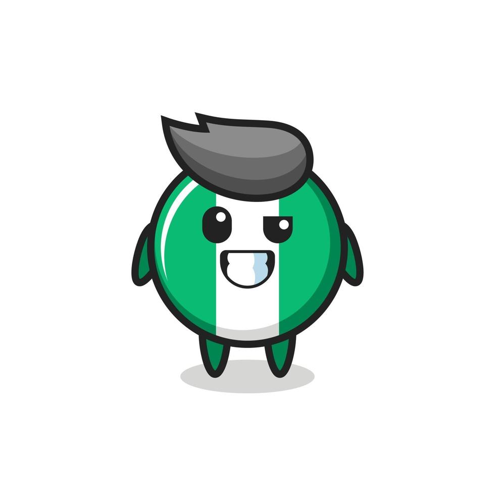 cute nigeria flag badge mascot with an optimistic face vector