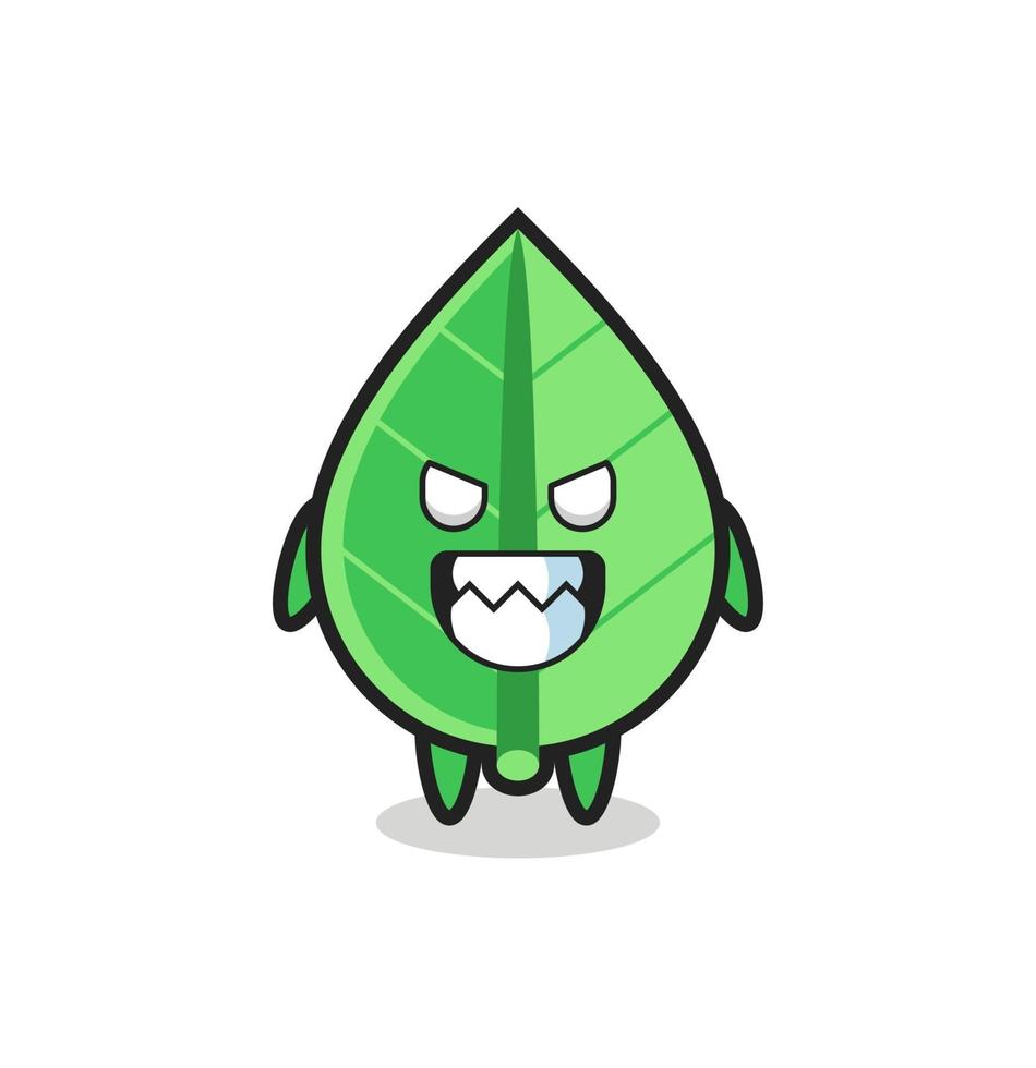 evil expression of the leaf cute mascot character vector