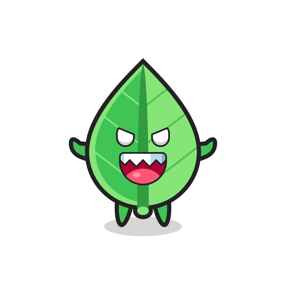 illustration of evil leaf mascot character vector