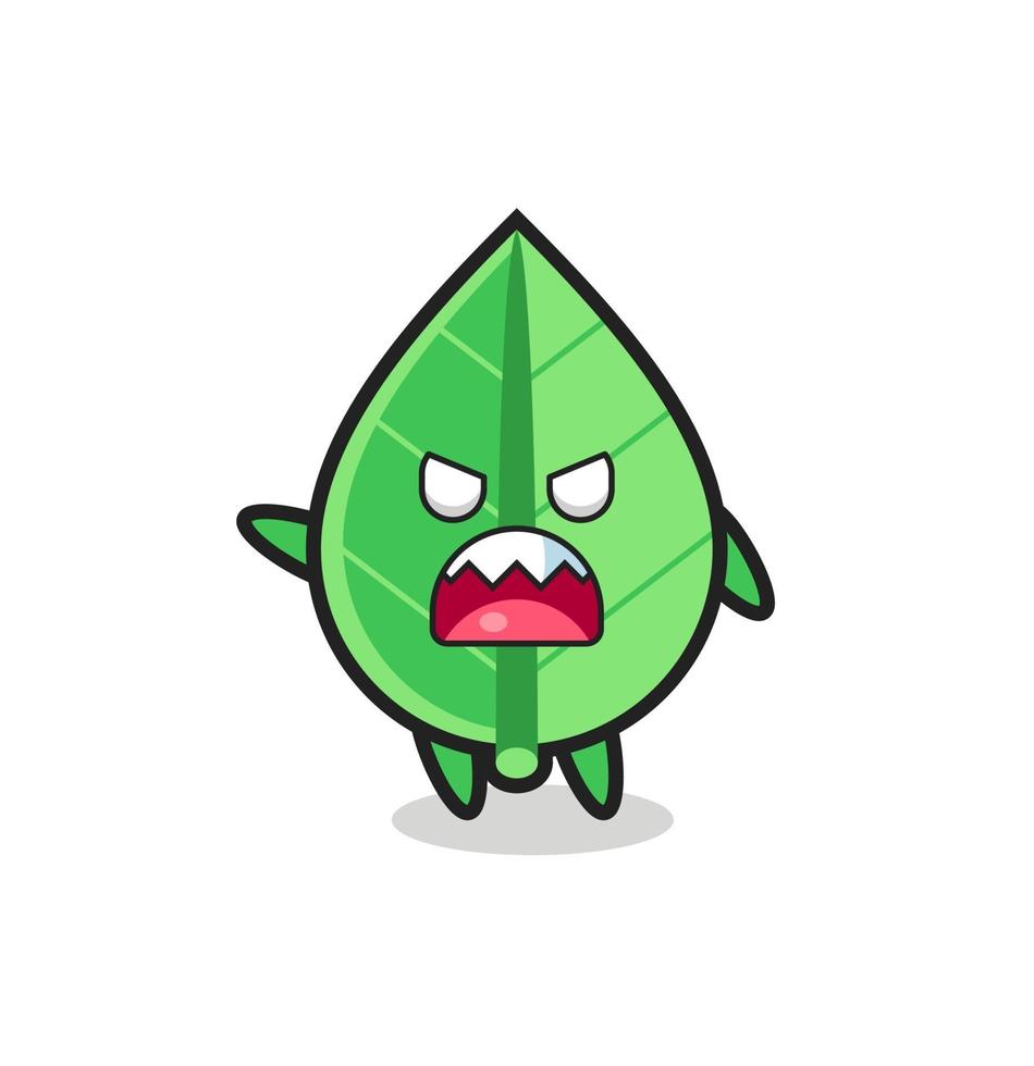 cute leaf cartoon in a very angry pose vector