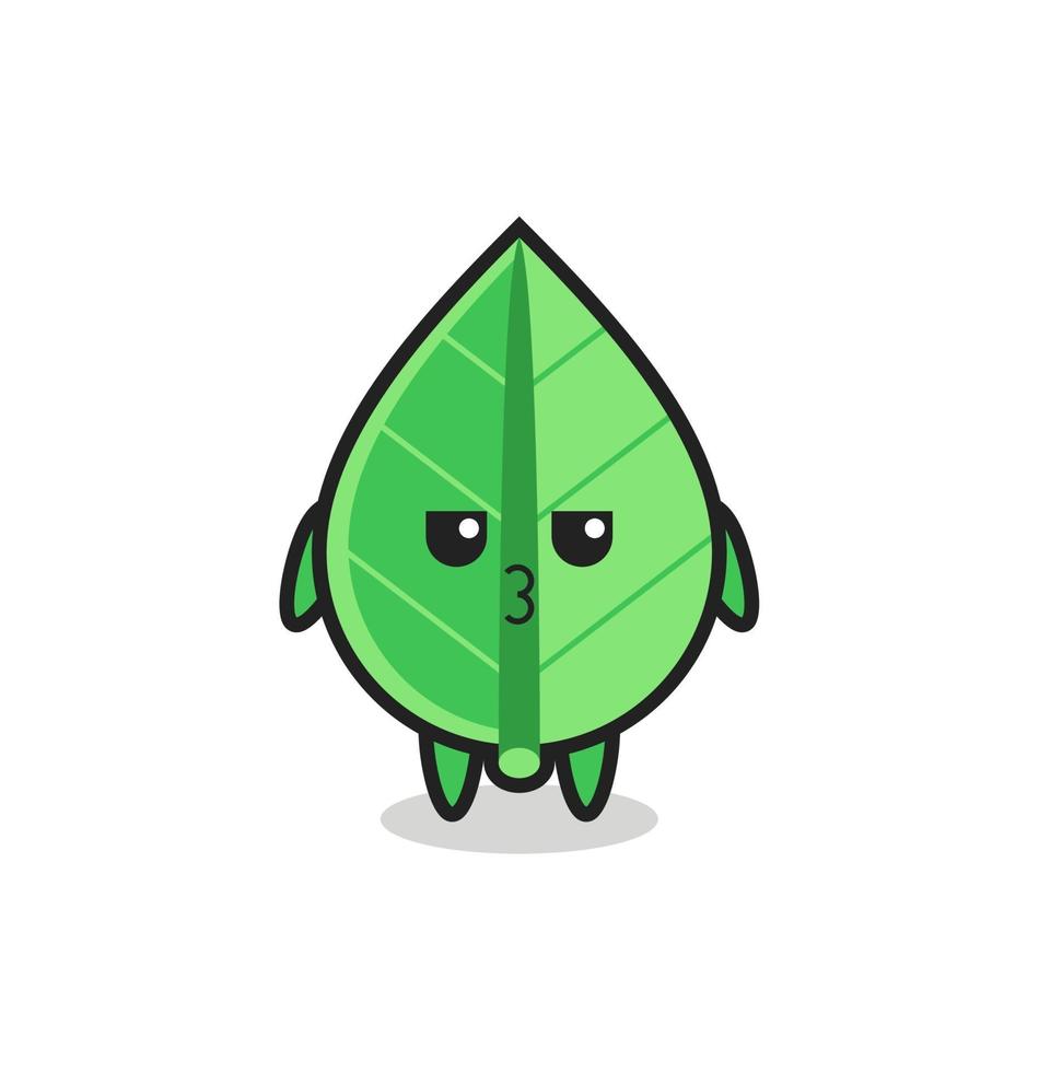 the bored expression of cute leaf characters vector