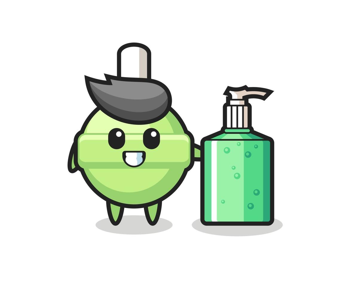 cute lollipop cartoon with hand sanitizer vector