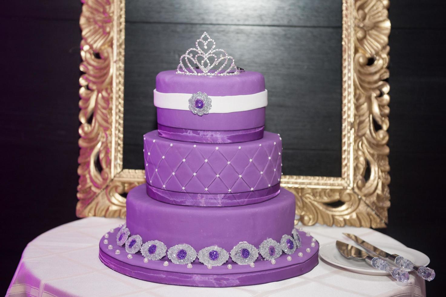 Sweet sixteen birthday cake on a cake stand photo