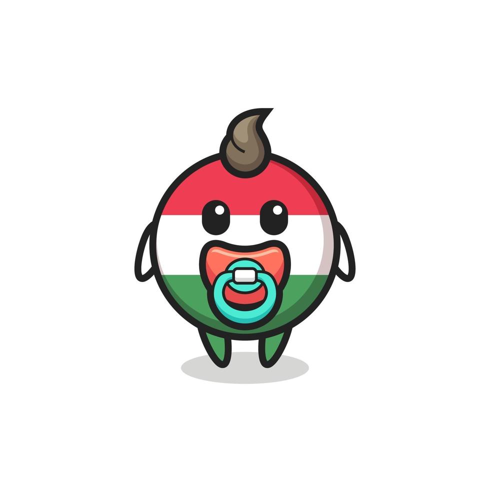 baby hungary flag badge cartoon character with pacifier vector