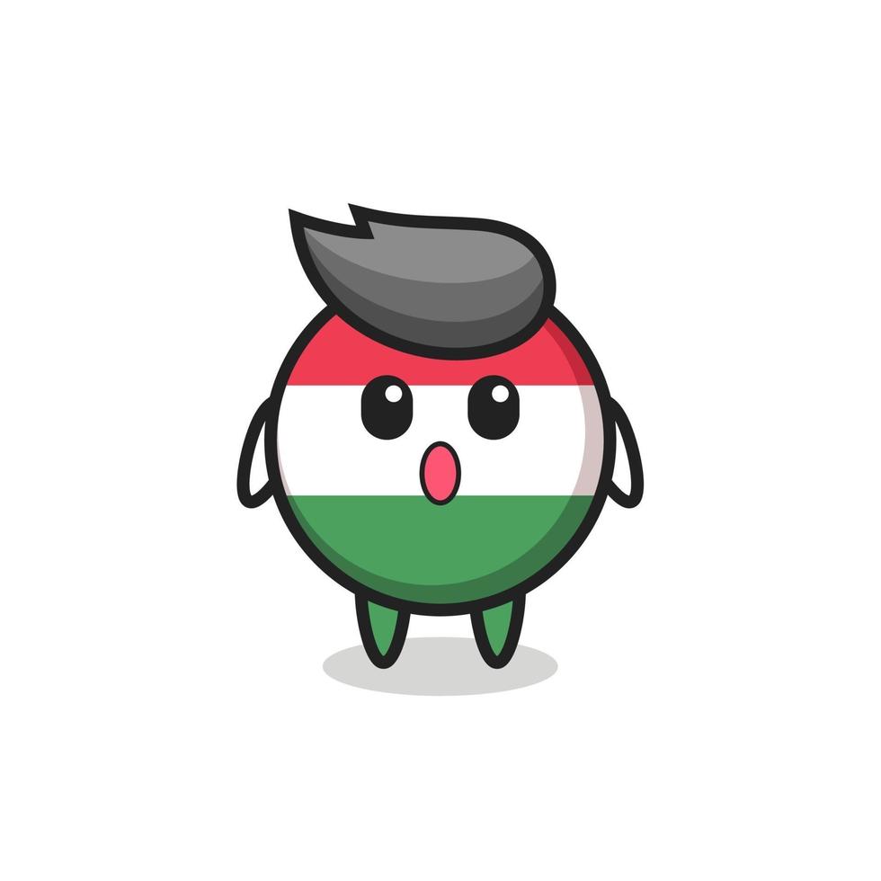 the amazed expression of the hungary flag badge cartoon vector