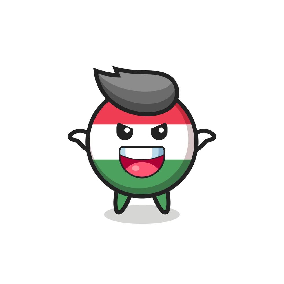 the illustration of cute hungary flag badge doing scare gesture vector
