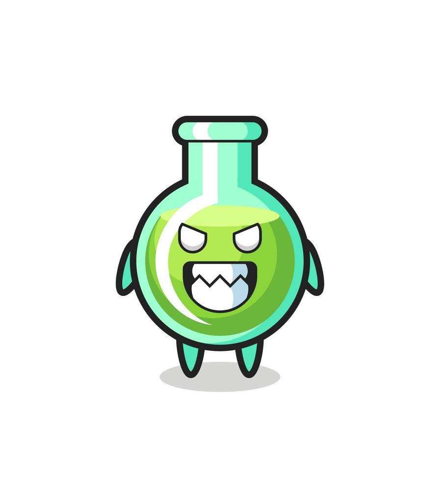 expresión malvada del personaje de mascota linda vasos de laboratorio vector