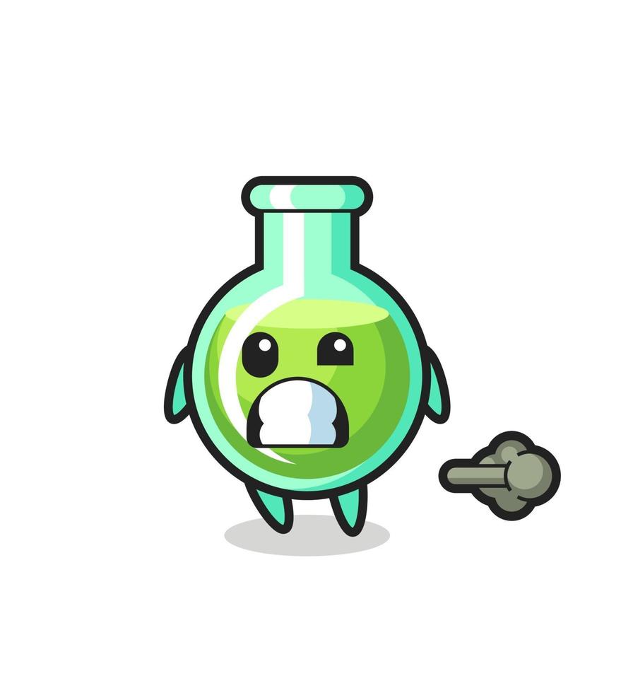 the illustration of the lab beakers cartoon doing fart vector