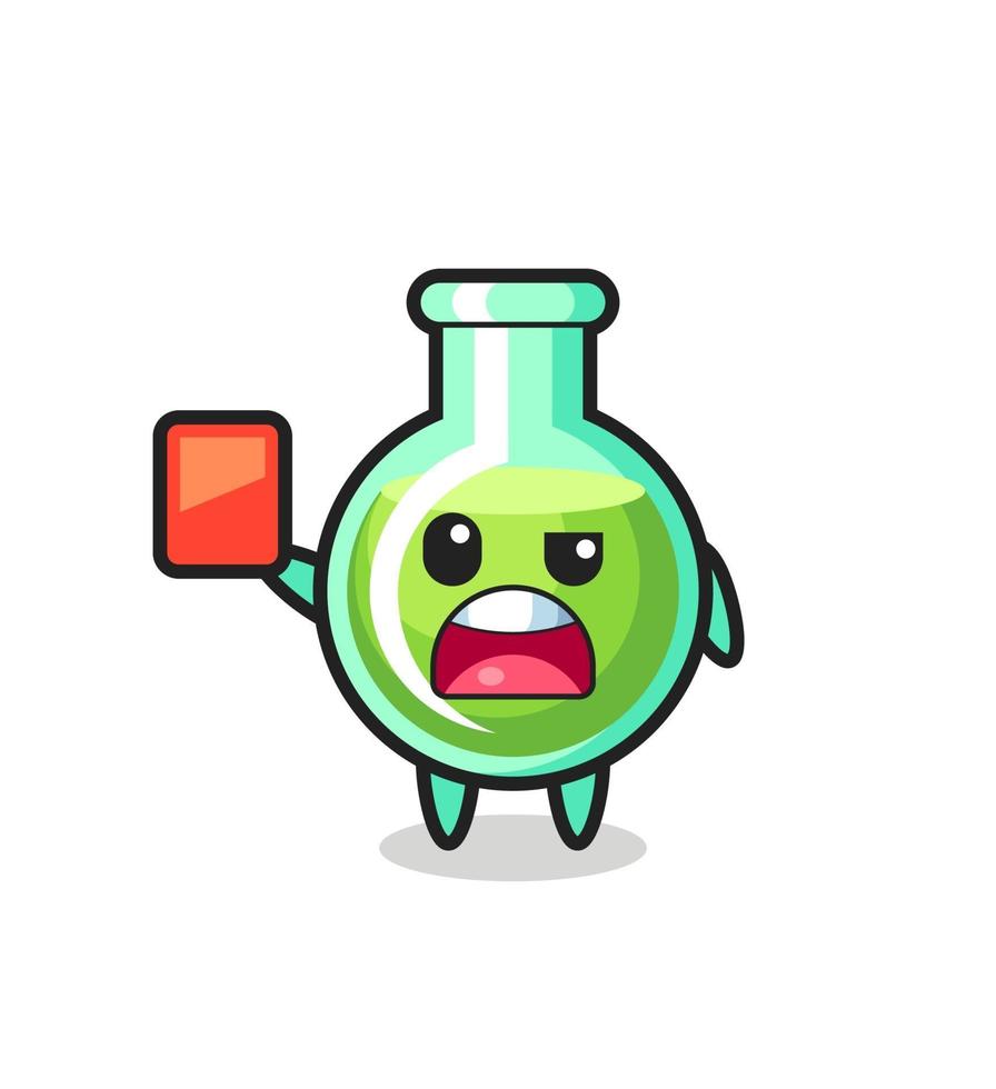 lab beakers cute mascot as referee giving a red card vector