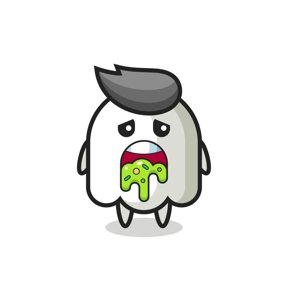 the cute ghost character with puke vector