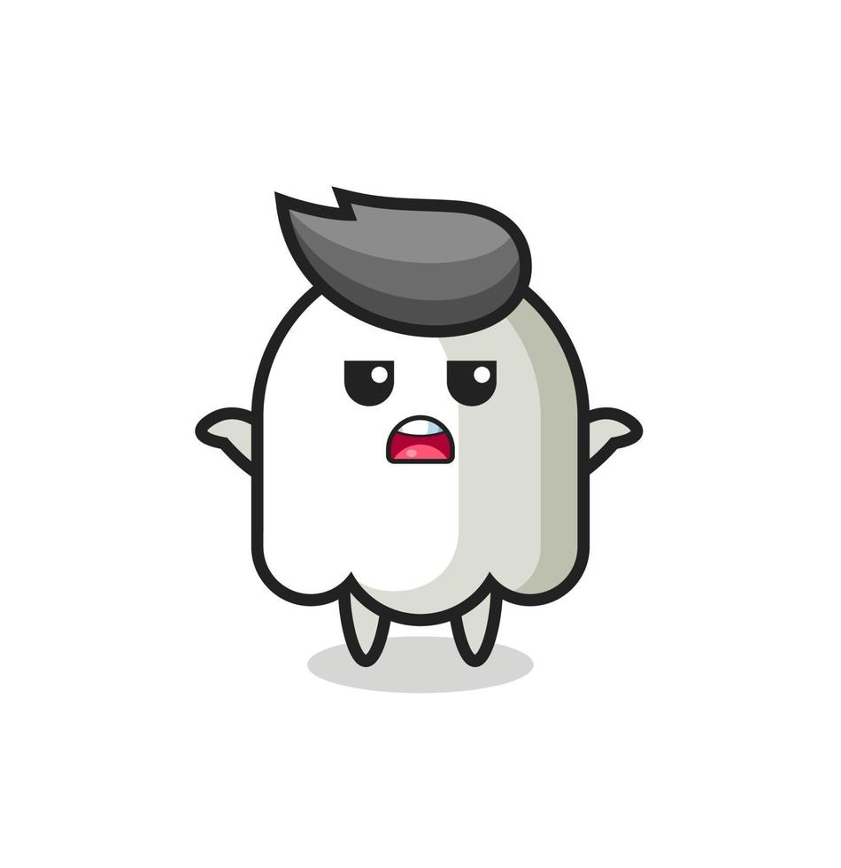 ghost mascot character saying I do not know vector