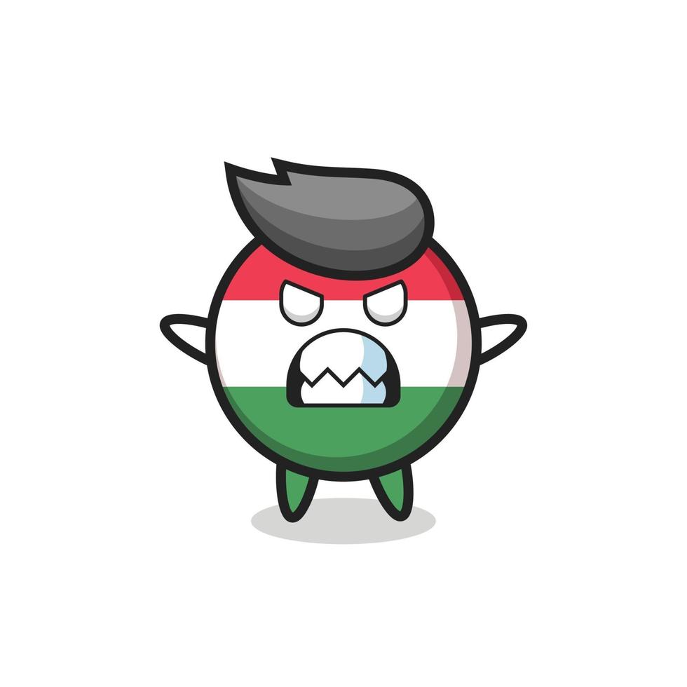 wrathful expression of the hungary flag badge mascot character vector