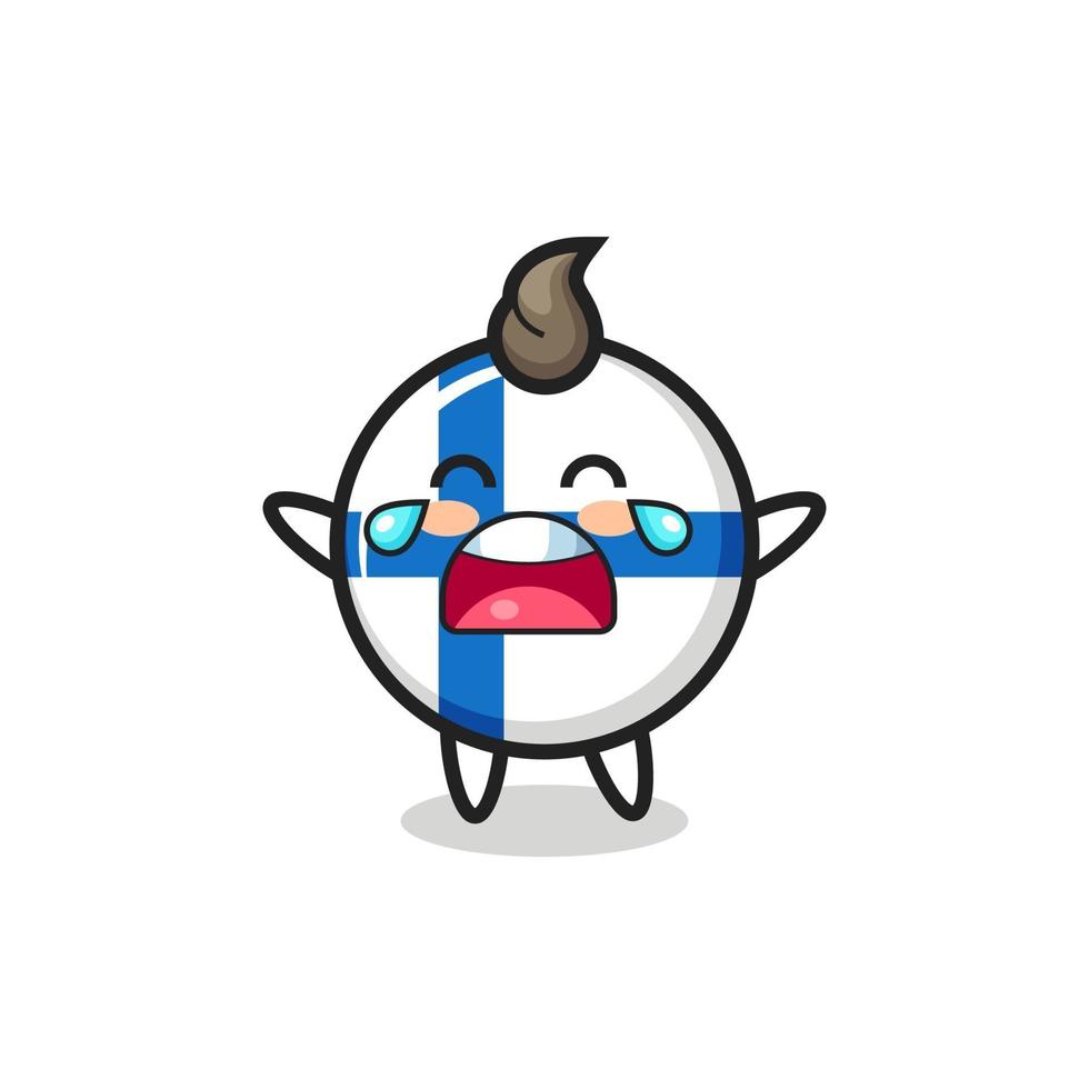 the illustration of crying finland flag badge cute baby vector