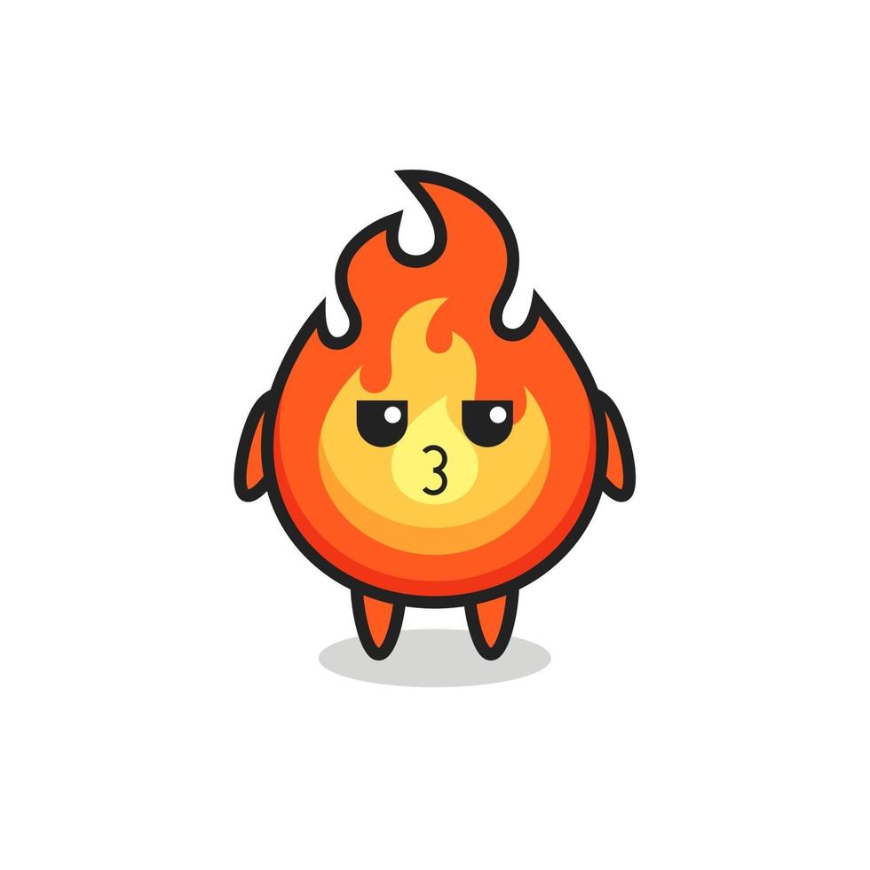 the bored expression of cute fire characters vector