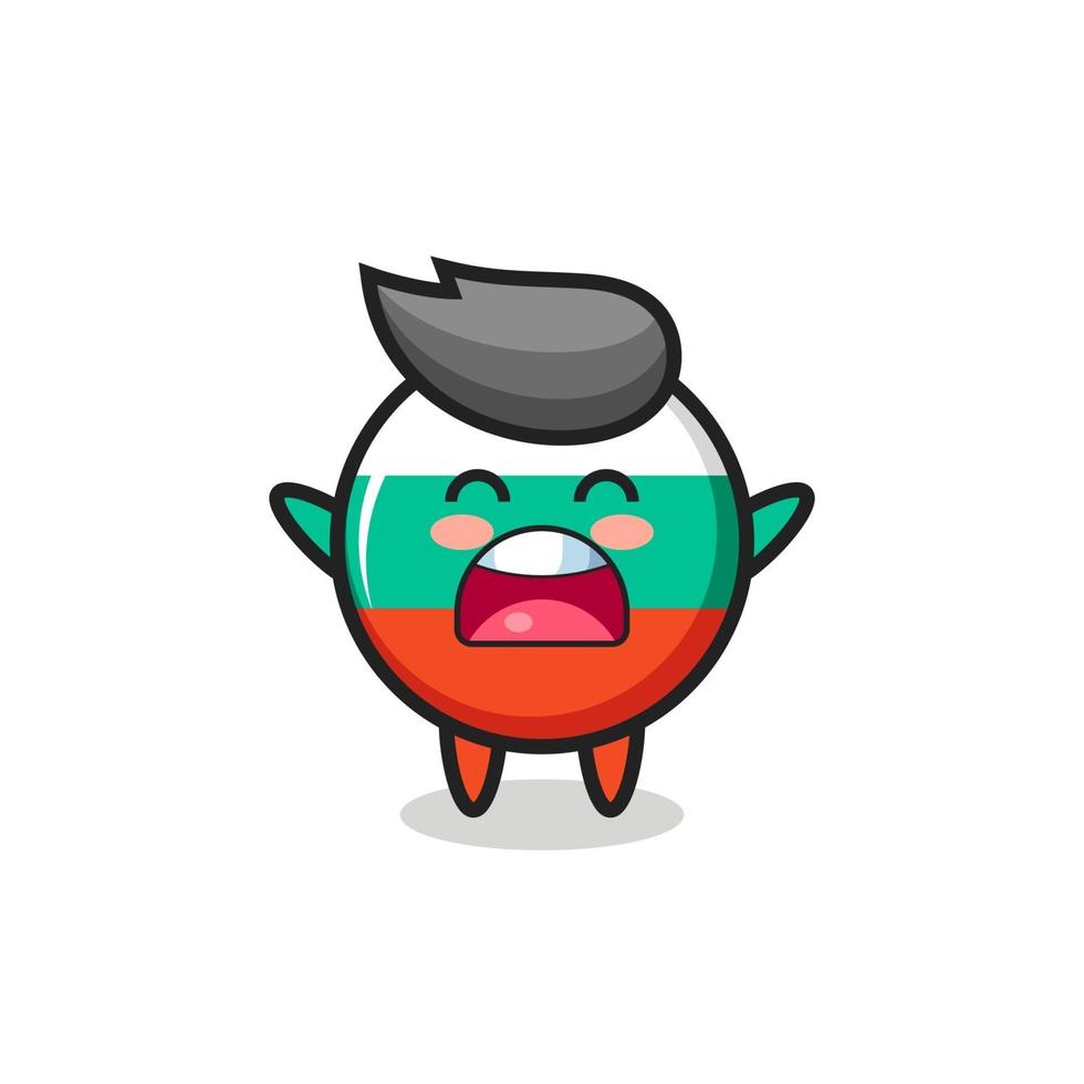 cute bulgaria flag badge mascot with a yawn expression vector