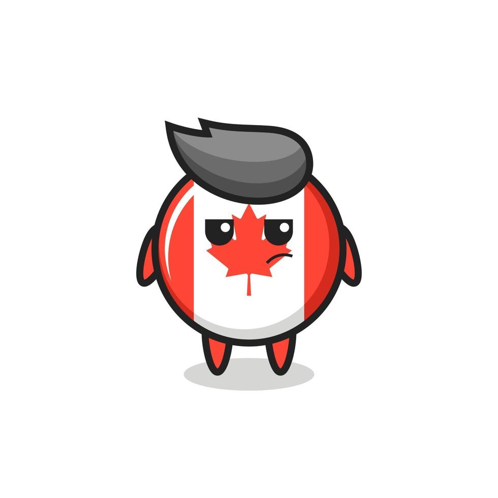 cute canada flag badge character with suspicious expression vector