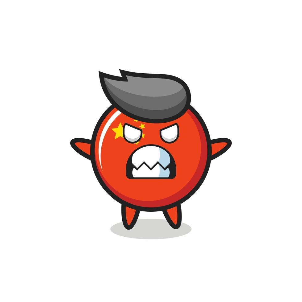 wrathful expression of the china flag badge mascot character vector