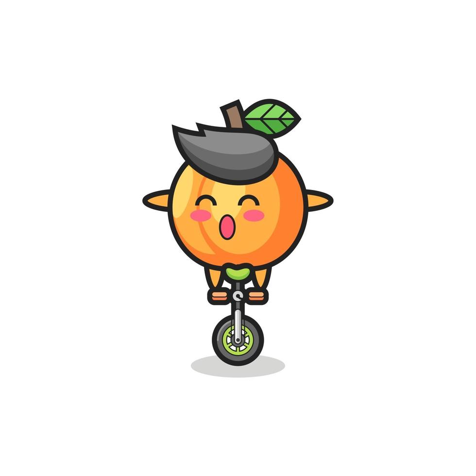 The cute apricot character is riding a circus bike vector