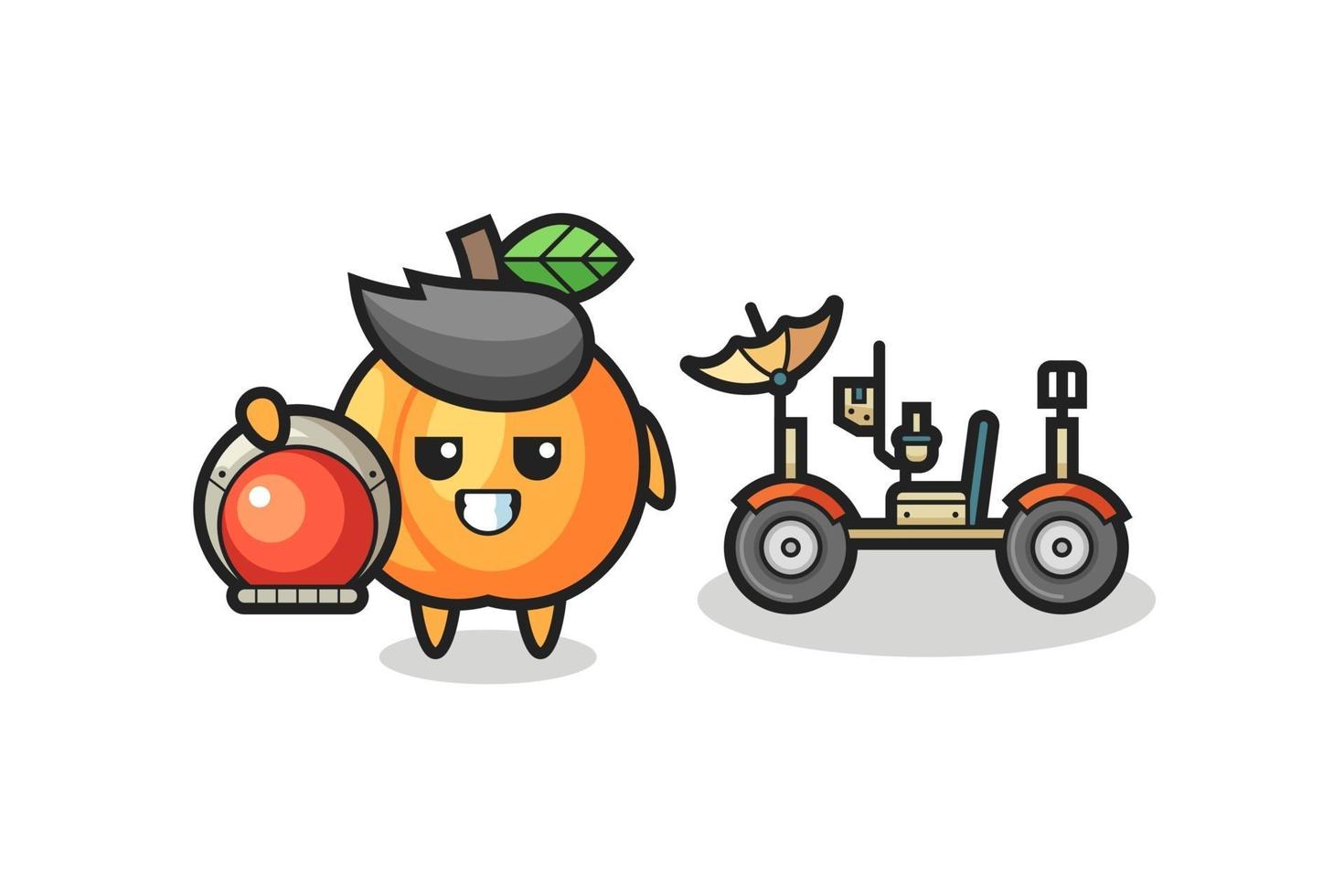 the cute apricot as astronaut with a lunar rover vector
