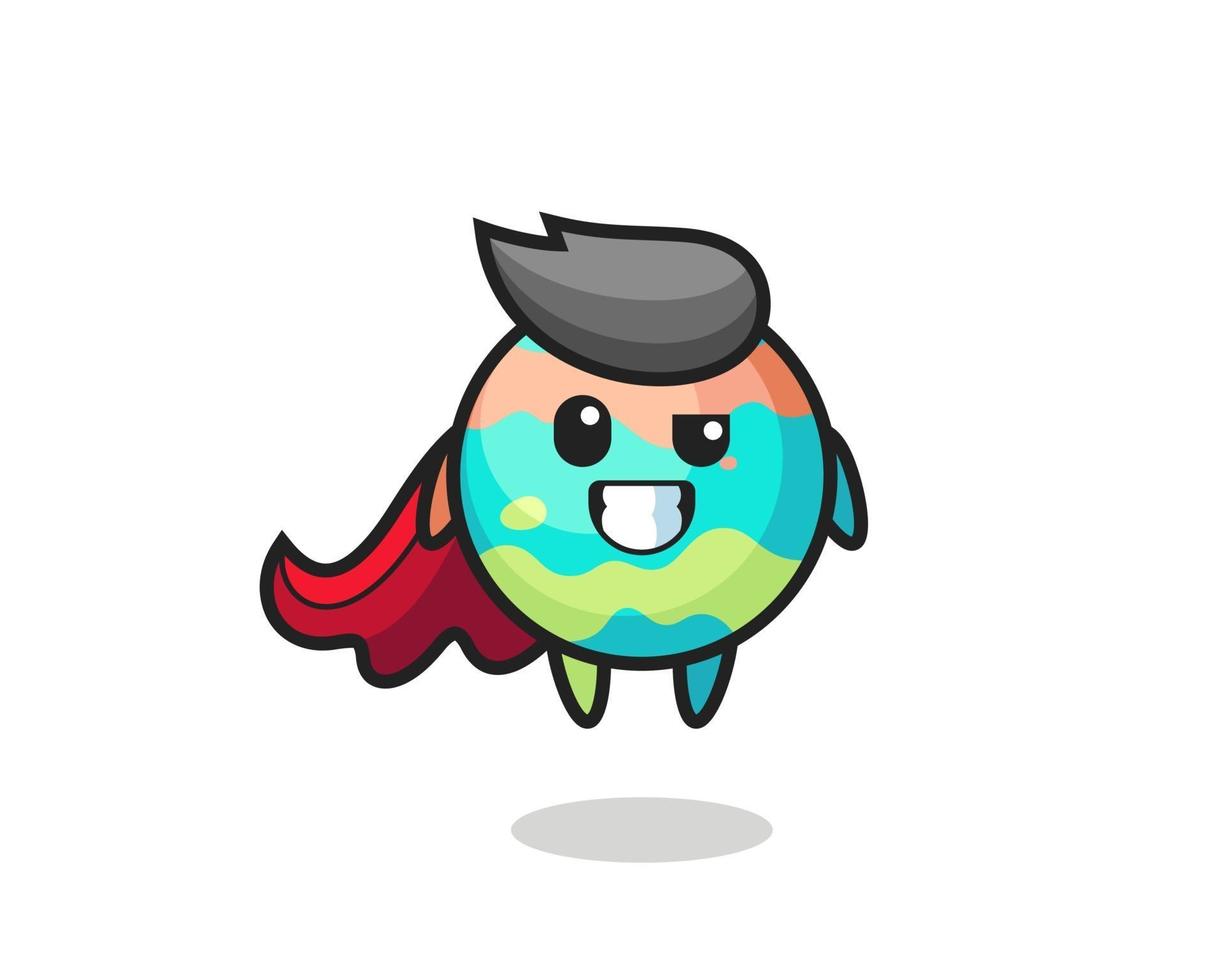 el lindo personaje de las bombas de baño como un superhéroe volador vector