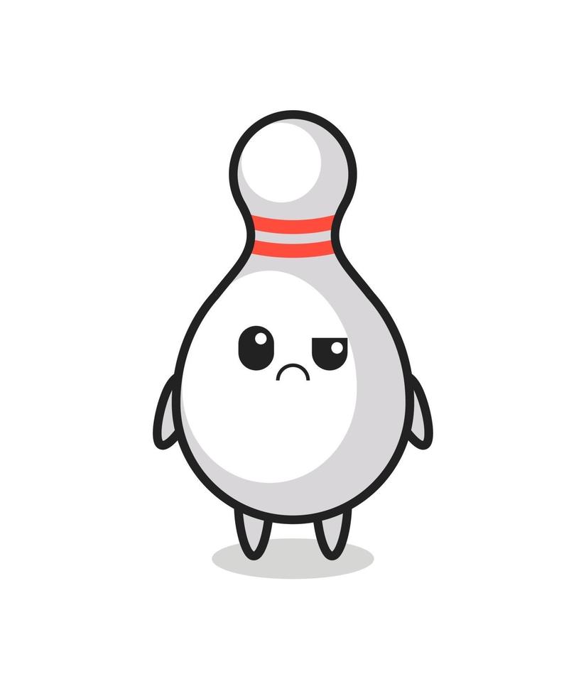the mascot of the bowling pin with sceptical face vector