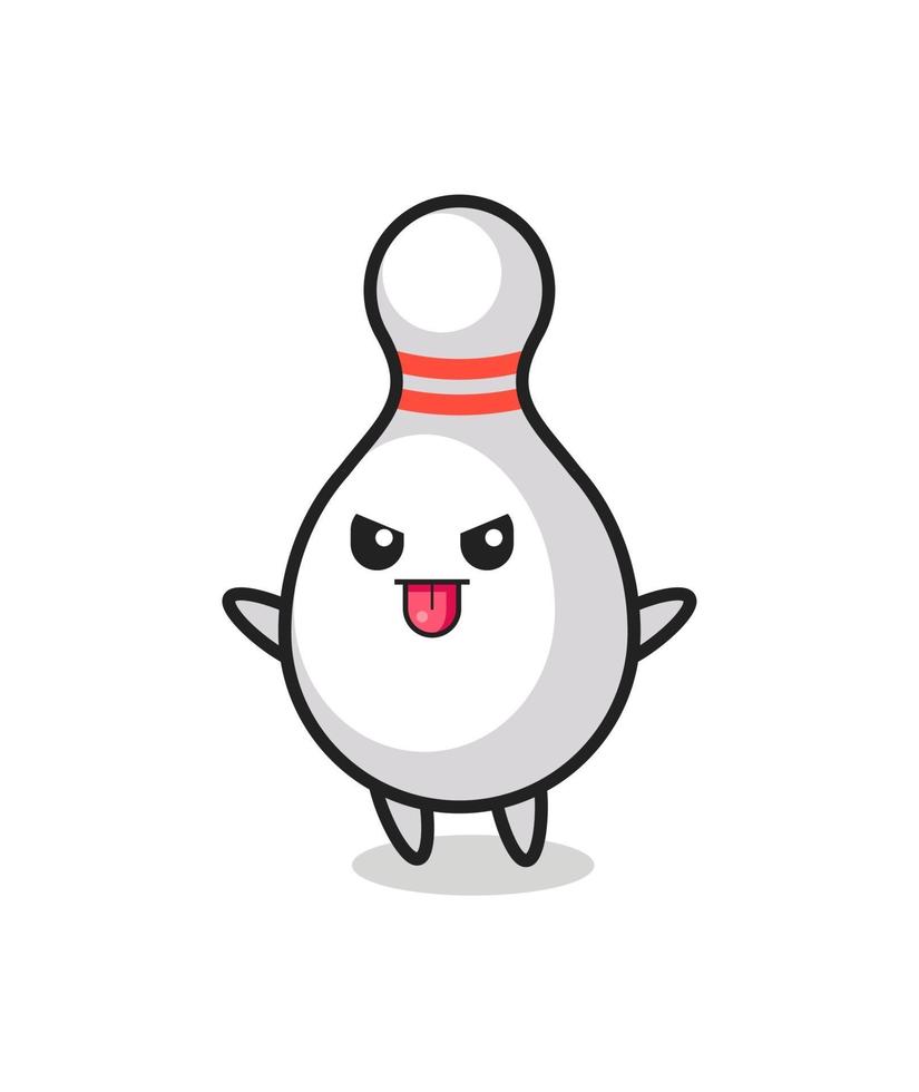 naughty bowling pin character in mocking pose vector