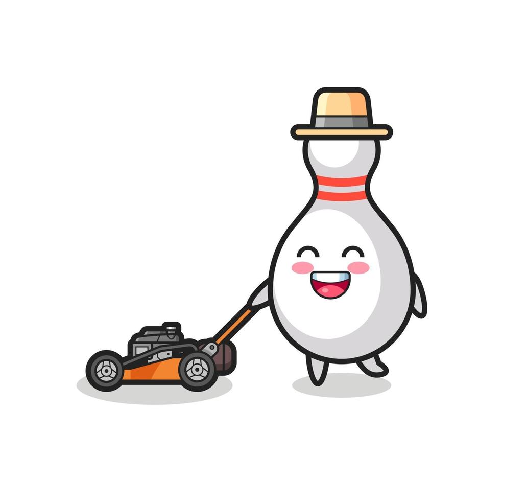 illustration of the bowling pin character using lawn mower vector