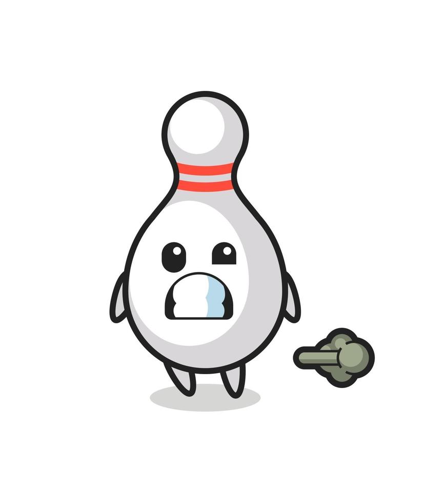 the illustration of the bowling pin cartoon doing fart vector