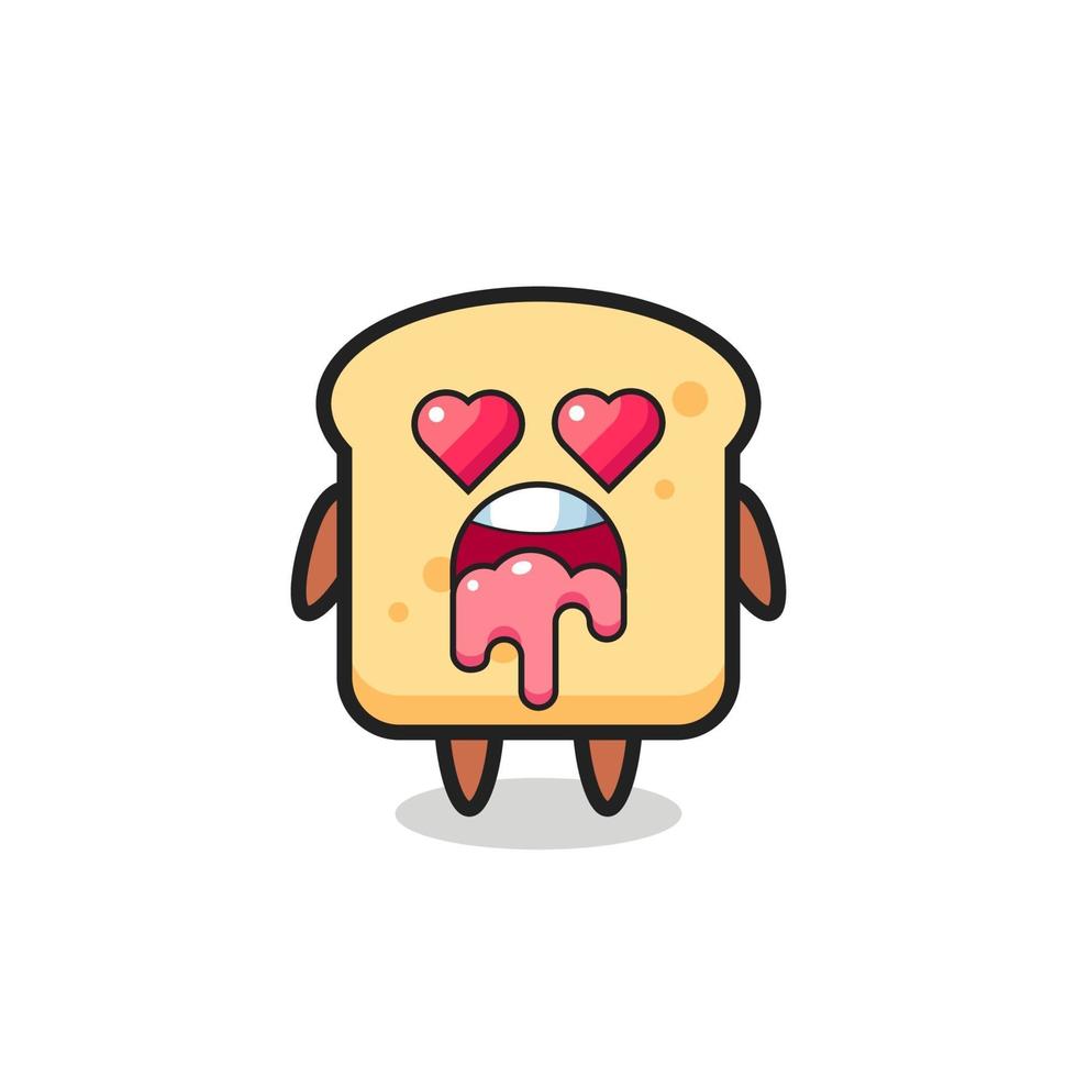 the falling in love expression of a cute bread with heart shaped eyes vector